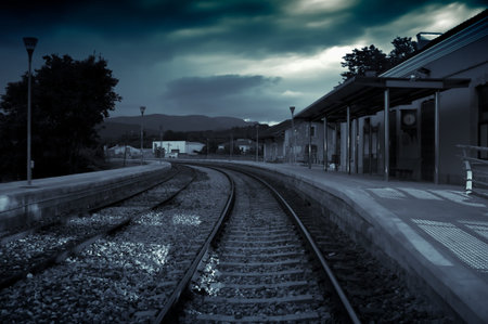Night image of the Caudiel railway station, Castellon