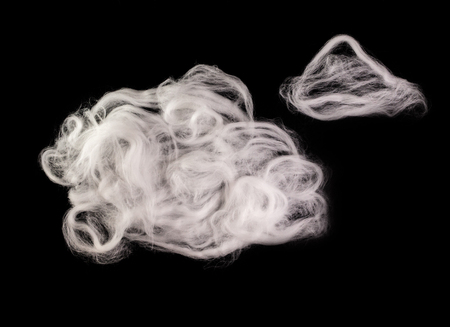 cloud made from wool, mock up image isolated on blackの写真素材