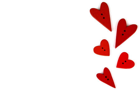 Red valentines hearts on white background.の写真素材