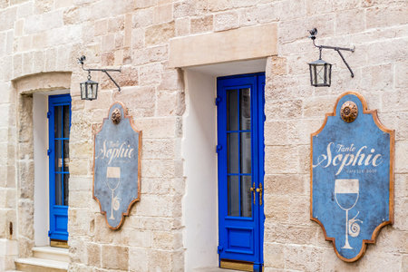 Lviv, Ukraine, Europe - February, 2016: Picturesque nook, street cafe Sophie in old town Lviv.のeditorial素材