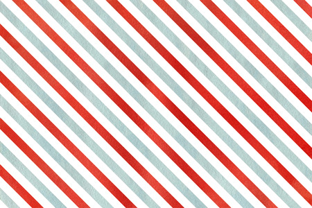Watercolor red and blue striped background. Abstract watercolor background with diagonal red and blue stripes.の写真素材