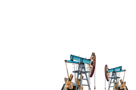 Oil pumps on white background.の写真素材
