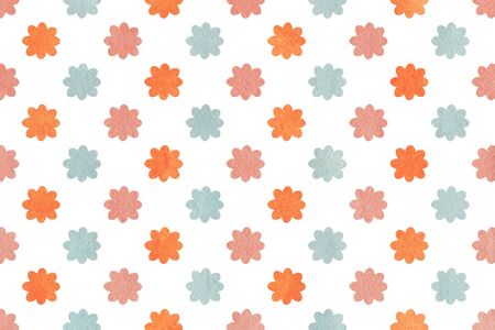 Watercolor pink, blue and orange flowers.の写真素材