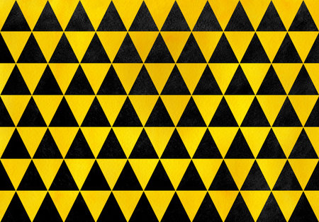 Watercolor black and yellow triangle pattern. Geometric abstract texture.