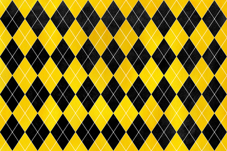 Vintage watercolor yellow and black diamond pattern. Geometrical traditional ornament for fashion textile, cloth, backgrounds.の写真素材