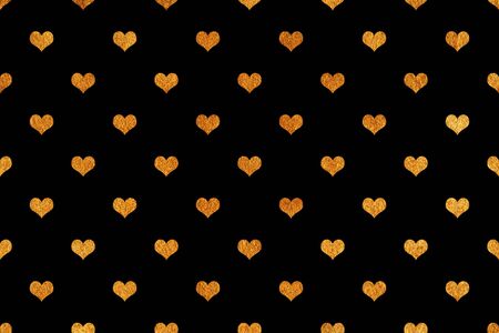 Golden hearts pattern. Golden shining texture with hearts. Gold paint.の写真素材