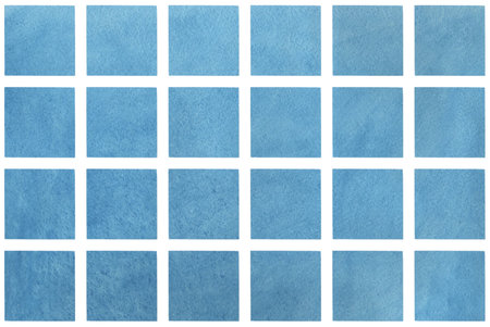 Watercolor blue squares. Watercolor blue background. Blue watercolor texture. Watercolor geometric pattern.の写真素材
