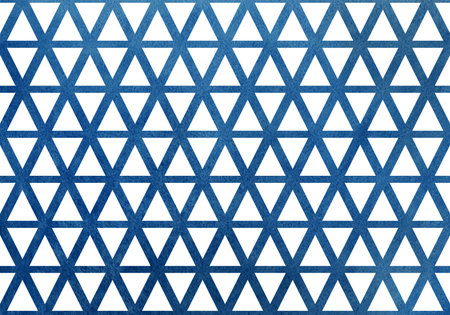 Watercolor dark blue triangle grid pattern. Geometric abstract texture.