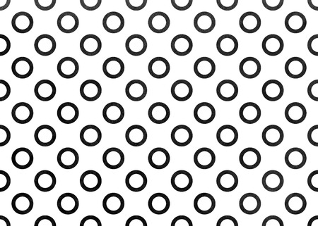 Watercolor black circles on white background. Black monochrome pattern.の写真素材