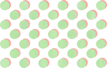Watercolor light pink and mint green polka dot with offset shadow background. Pattern with colorful...