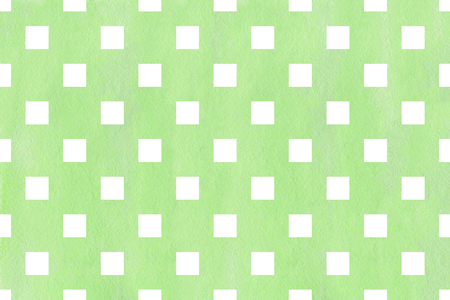 Watercolor mint green square pattern. Geometrical traditional ornament for fashion textile, cloth, backgrounds.の写真素材