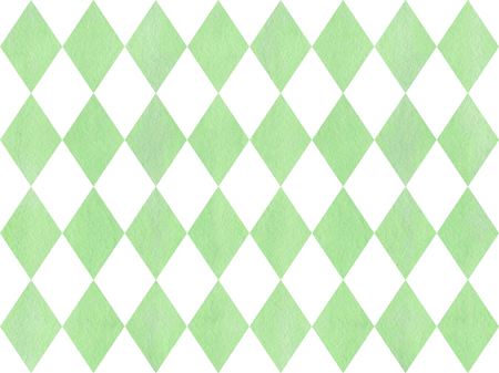 Watercolor mint green diamond pattern. Geometrical traditional ornament for fashion textile, cloth, backgrounds.の写真素材