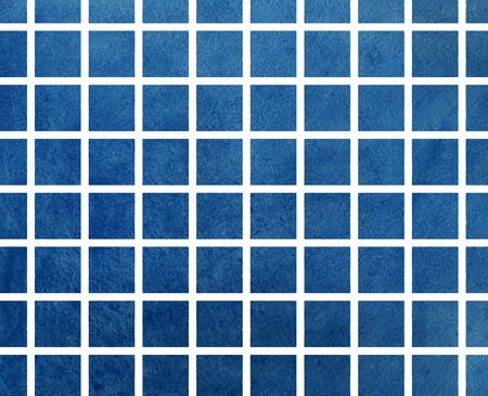 Watercolor textured dark blue square geometric pattern.の写真素材