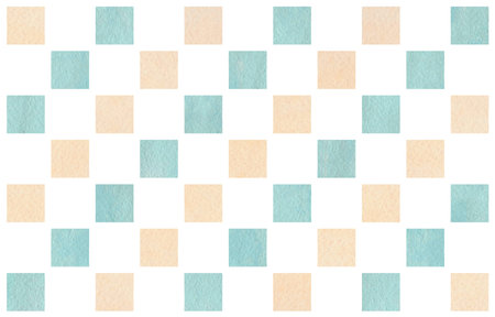Watercolor blue and beige square geometric pattern. Watercolor geometric pattern.