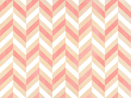 Watercolor light pink and beige stripes background, chevron. Watercolor geometric pattern