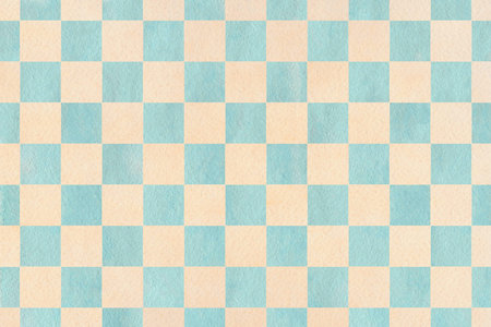 Watercolor blue and beige square pattern. Geometrical traditional ornament for fashion textile,...