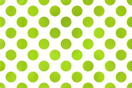 Watercolor lime green polka dot background. Pattern with dots for scrapbooks, wedding, party or baby shower invitations.の写真素材