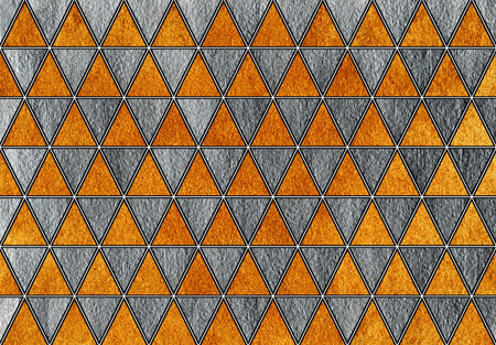 Golden and silver painted triangle pattern. Golden and silver shining texture.