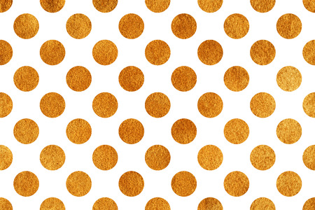 Golden painted polka dot background. Pattern with dots for scrapbooks, wedding, party or baby shower invitations.の写真素材