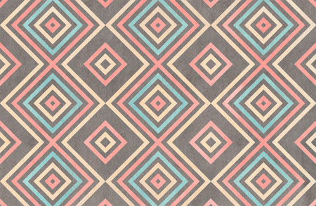 Watercolor geometrical pattern in light pink, blue, gray and beige color. For fashion textile, cloth, backgrounds.の写真素材