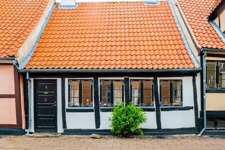 Exterior architecture. Facade of building in Helsingor, Denmark.の写真素材