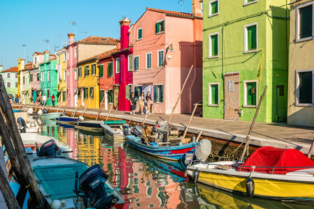 Venice, Italy - October, 2019: Burano, an island in the Venetian Lagoon.のeditorial素材