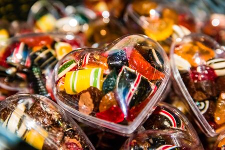 Heart box with sweets in Tivoli Gardens in Copenhagen, Denmark.の写真素材