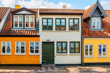 Colored traditional houses in old town of Odense, Denmark.の写真素材