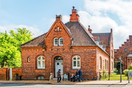 Old brick house in Odense, Funen island, Denmark.の写真素材