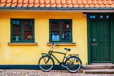 Odense, Denmark - May, 2019: Exterior architecture. Facade of old building in Odense.の写真素材
