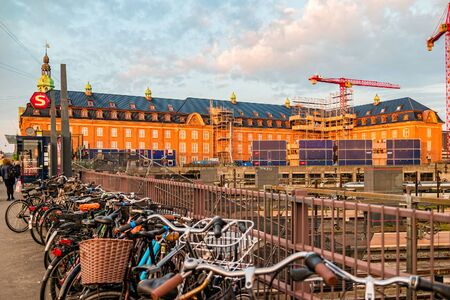 Copenhagen, Denmark - May, 2019: Bicycle parking near the train station in Copenhagen.の写真素材