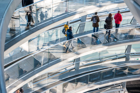 Berlin, Germany - December, 2019:Glass dome on the top of the Reichstag in Berlin, Germany.