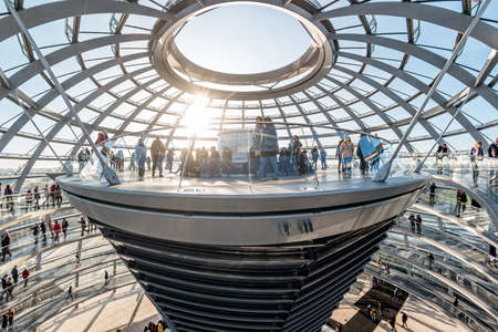 Berlin, Germany - December, 2019: Glass dome on the top of the Reichstag in Berlin, Germany.のeditorial素材