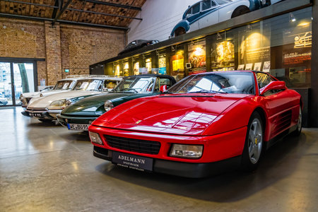 Berlin, Germany - December, 2019: The Classic Remise Berlin, a center for vintage cars. Maintenance,...