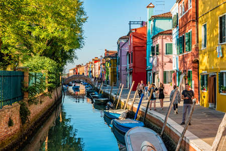 Venice, Italy - October, 2019: Burano, an island in the Venetian Lagoon.のeditorial素材
