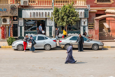 Giza, Egypt - February 2021: Daily llife on the streets of Giza in Egypt.