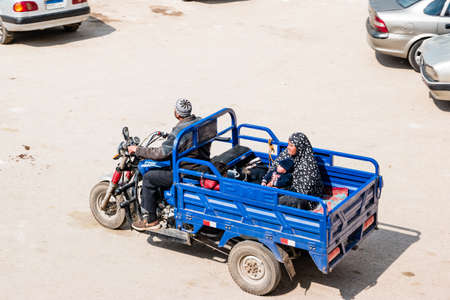 Giza, Egypt - February 2021: Daily llife on the streets of Giza in Egypt.のeditorial素材