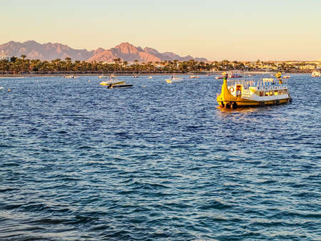 Sharm El Sheikh, EGYPT - February 2021: Naama Bay view from rooftop at sunset in Sharm El Sheikh.のeditorial素材