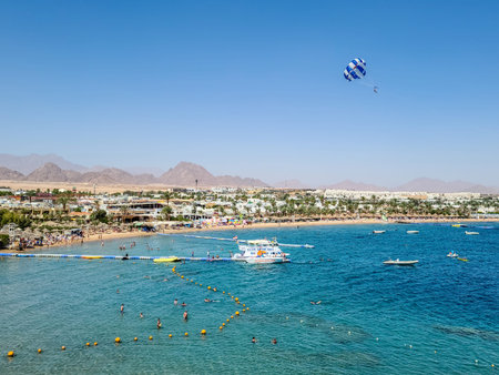 Sharm El Sheikh, EGYPT - February 2021: Naama Bay view from rooftop in Sharm El Sheikh.