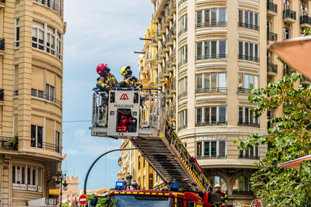 VALENCIA, SPAIN - June 2019: Fire in the center of Valencia