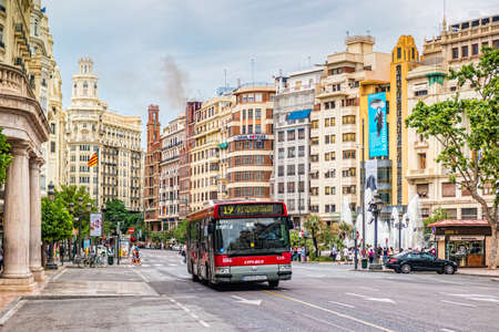 VALENCIA, SPAIN - June 2019: The streets of Valencia in the summer day.のeditorial素材