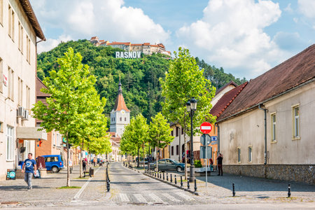 Rasnov, Romania - August 2021: Medieval castle in Rasnov, Romania.