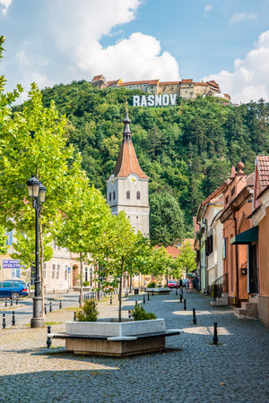Rasnov, Romania - August 2021: Medieval castle in Rasnov, Romania.