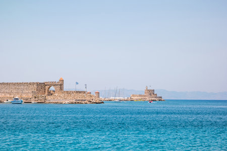 Agios Nikolaos fortress on Rhodes island, Greece.の写真素材