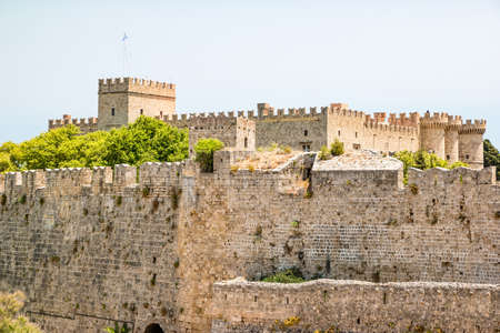 Medieval castle in old town of Rhodes, Greece.の写真素材