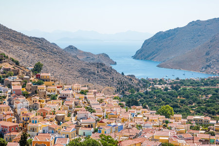 The picturesque island of Simi near Rhodes, part of the Dodecanese island chain, Greece.