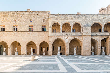Medieval castle in old town of Rhodes, Greece.の写真素材
