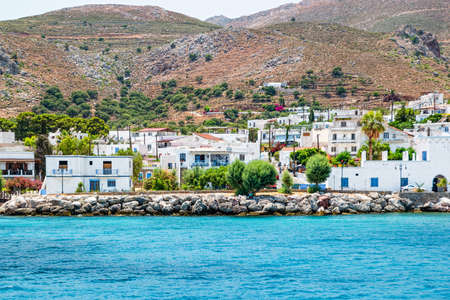 Tilos, Greece - June 2021: The picturesque island of Tilos near Rhodes, part of the Dodecanese island chain, Greece.のeditorial素材