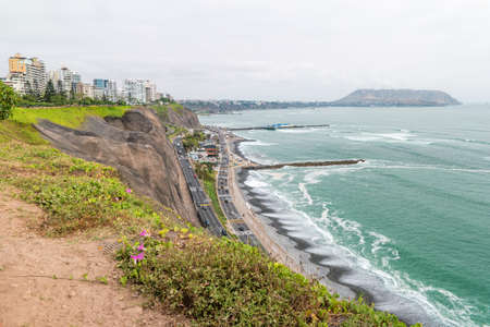 View of the Miraflores district in Lima, Peru.の写真素材