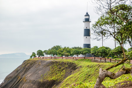View of the Miraflores district in Lima, Peru.の写真素材